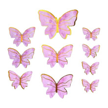 Purple 3D Butterfly Cupcake Toppers Gold Edges 24 pcs