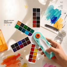 40 Colors Dopamine Fan Shaped Solid Watercolor Set Hand-Painted Portable Set with Water Brush Pen