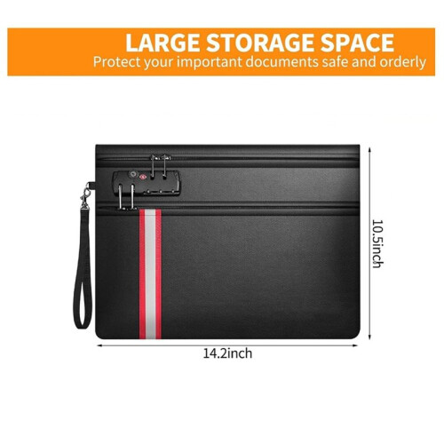 Fireproof Document Bag with Lock,6400 Fireproof Water Resistant Storage Bag Pouch for Documents,Passport and Cards 1