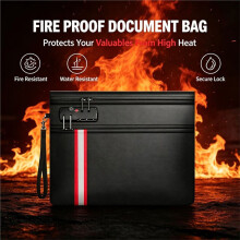 Fireproof Document Bag with Lock,6400 Fireproof Water Resistant Storage Bag Pouch for Documents,Passport and Cards
