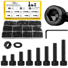 Assortiment van 750 M3-Schroeven, M3x6/8/10/12/16/20/25/30 mm Zeskantbouten voor 3D-Printers, Doe-Het-Zelf