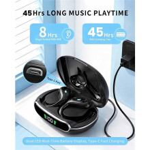 Active Noise Cancelling Ear Buds, Wireless Earbuds with Earhooks Microphone, Stereo Bass Earphones for Workout Sports