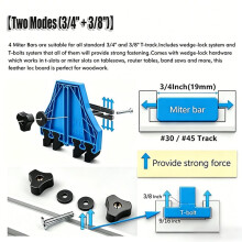 2set Woodworking Safety Feather Board Hold Down Clamp Fit 3/8 & 3/4 Inch T Slot for Table Band Saw Router Workbench A