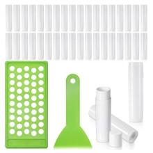 Verpakking van 50 Kartonnen Lippenbalsemtubes met Vulbakje en Spatel 0,176 Oz, 5 G Lege Kartonnen Lippenstifttubes