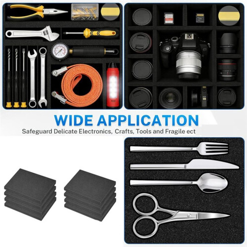 12 Pcs 16 X 12 X 0.5" Polyethylene Foam Sheet Thick Black Packing Foam Padding Customizable PE Board Cushion Inserts 2