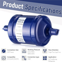 2 Pcs Flow Filter Drier for Heat Pump Refrigerant Filter Drier Ek-083s Single Liquid 3/8 Sweat for Cool Air