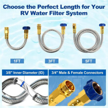 3FT RV Drinking Water Hose, Lead-Free & Safe, Anti-Kink, Leak-Proof, Ideal for RV, , Trailer, Marine Use
