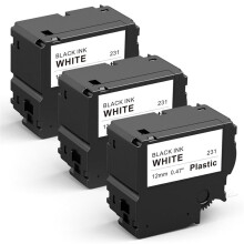 3pcs Label Tape for Btag-231 Label Maker Tape 12mm Black White for P Touch PT-N10 PT-N20 PT-N25BT Labeler