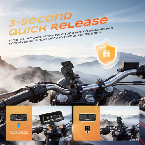 Tela CarPlay Portátil de 6,86 Polegadas para Motocicleta, Sistema de Navegação Android Auto Sem Fio com Câmera Dupla e Gravação de Vídeo 2