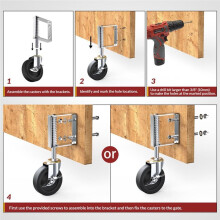 Gate Wheels with Side Brake, Spring Loaded Gate Casters for Farm Yard and More Max Load Capacity 220lbs