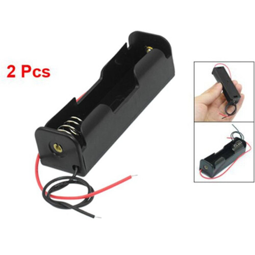 40 Pcs Black 18650 Flat Tip Batteries Battery Holder Case W Wire Leads 2