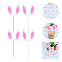 Pink Bunny Ear Cake Toppers Synthetic Durable 30 Pcs