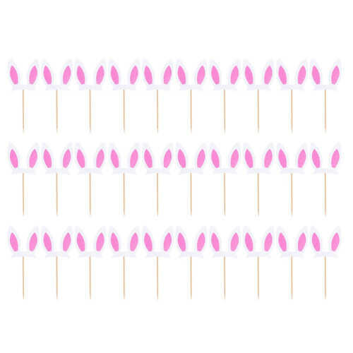 Pink Bunny Ear Cake Toppers Synthetic Durable 30 Pcs 2