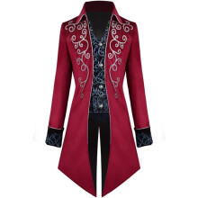 Costume masculin redingote frac tenue gothique steampunk élégante victorien rouge S — veste velours homme