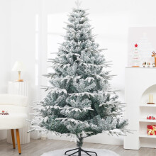Artificial Christmas Tree Flocked Dense 2.1 m Green — snowy artificial tree, 210 cm christmas tree, dense christmas tree