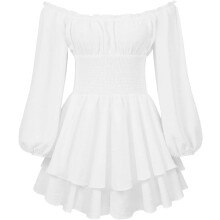 Damenkleid Spanish Romper für den Sommer mit freiem Schulterbereich Weiß XL — boho jumpsuit, spanische kleid