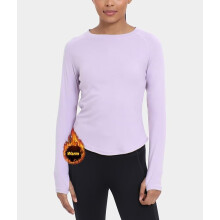 Women's Thermal T-Shirt with Long Sleeves Thumb Holes Purple XL — women's thermal shirt, women's sports long sleeve