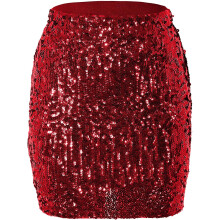 Falda Midi Lentejuelas Brillante Resplandeciente Para Fiestas Carnaval Roja XL — falda mujer elegante