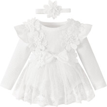 Elegantes Baby-Kleid für Babys festlich 12-18 Monate Weiß — baby strampler kleid, elegantes mädchenkleid, taufkleid baby