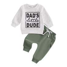 Toddler Boys Long Sleeve Letter Sweatshirt Set Gray 18-24
