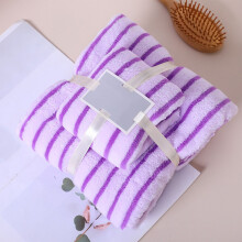 Coral Stripe Bath Towel Set Absorbent Quick-Dry Ultra-Soft