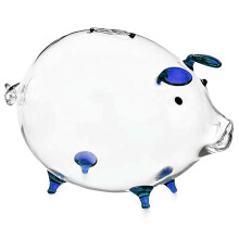 Pig Piggy Bank Transparent Glass Coin Saving Box 1 Piece