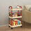 3-Tier Plastic Kitchen Storage Cart with Armrests and 1