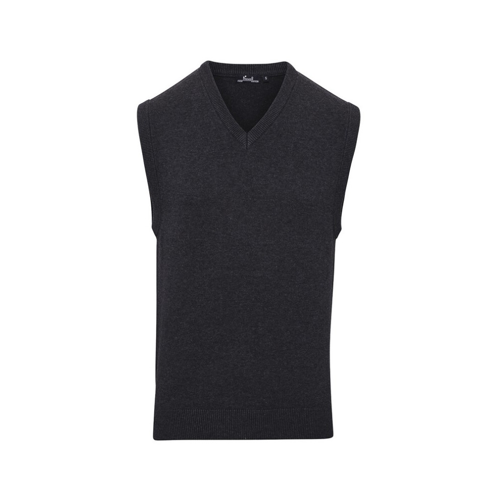 Premier (Xl, Charcoal) Mens Knitted Sleeveless Sweater Vest