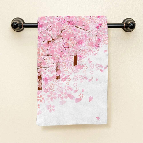 Cherry Blossom Hand Towels Soft Spring Pattern 15x30 Inch 1