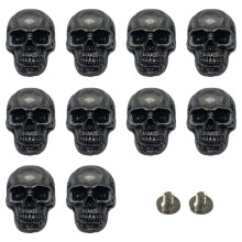 10 Pcs Skull Stud DIY Rivet Conchos for Leather Large  Decorative Buckle for DIY Crafts Making Ancient Silver