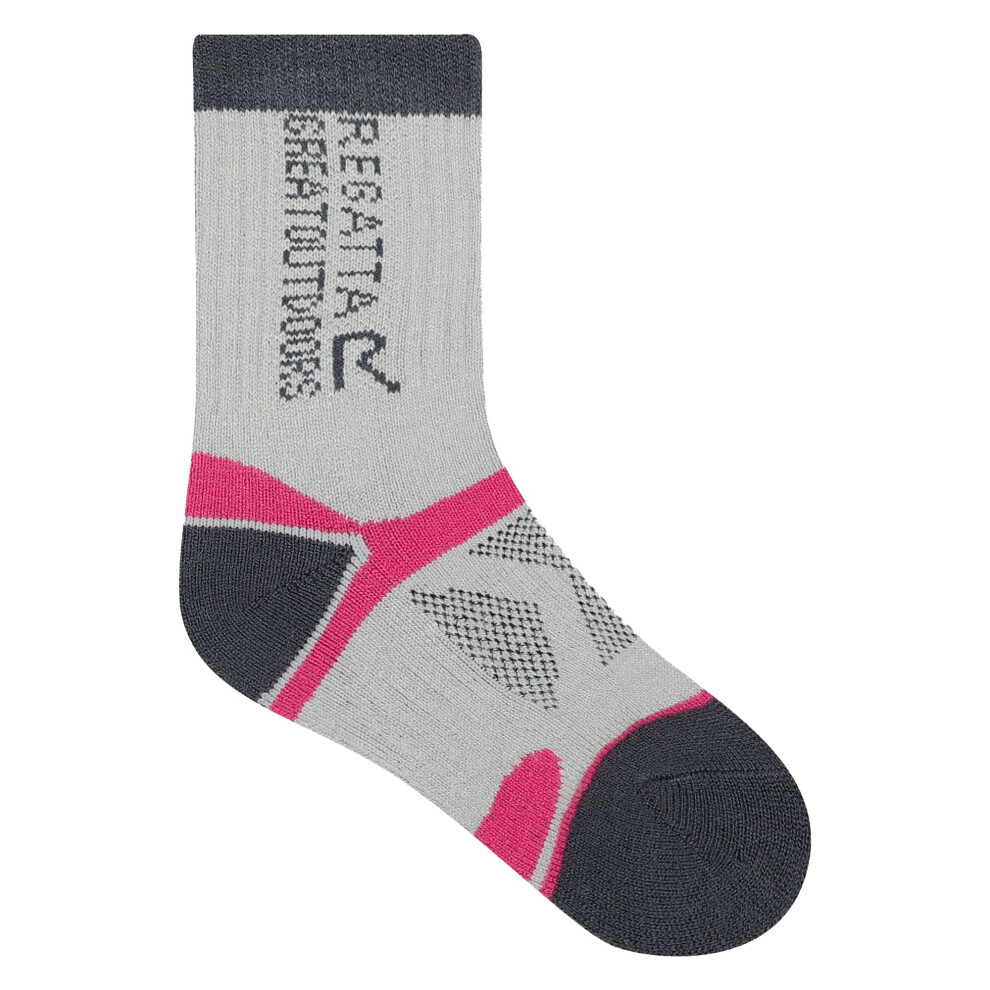 Regatta (3 Uk-5.5 Uk, Light Steel/Raspberry Rose) Childrens/Kids Blister Protect Ii Crew Socks