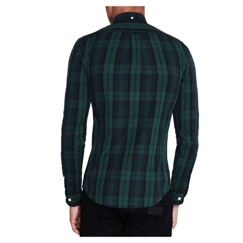 Farah (S, Pine) Farah Mens Checked Cotton Button-Down Shirt 1