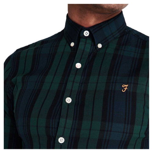 Farah (S, Pine) Farah Mens Checked Cotton Button-Down Shirt 2