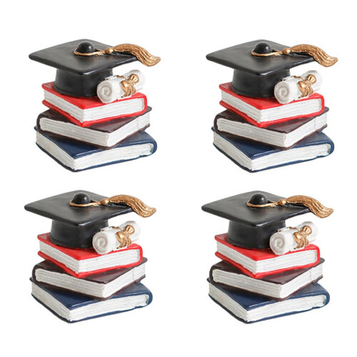 Black Book-Shaped Resin Cake Decorations 4pcs