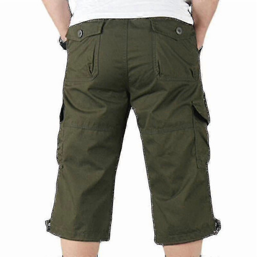 Men's Cargo Combat Pants Elastic Waist 3/4 Length 2