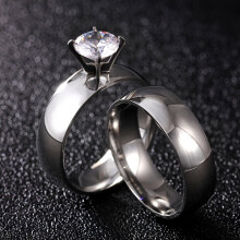Stainless Steel Couples Engagement Band Set 2 pcs