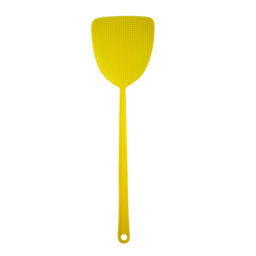 Fly Swatter Plastic Long Handle 4.7x17.7 Inch Yellow