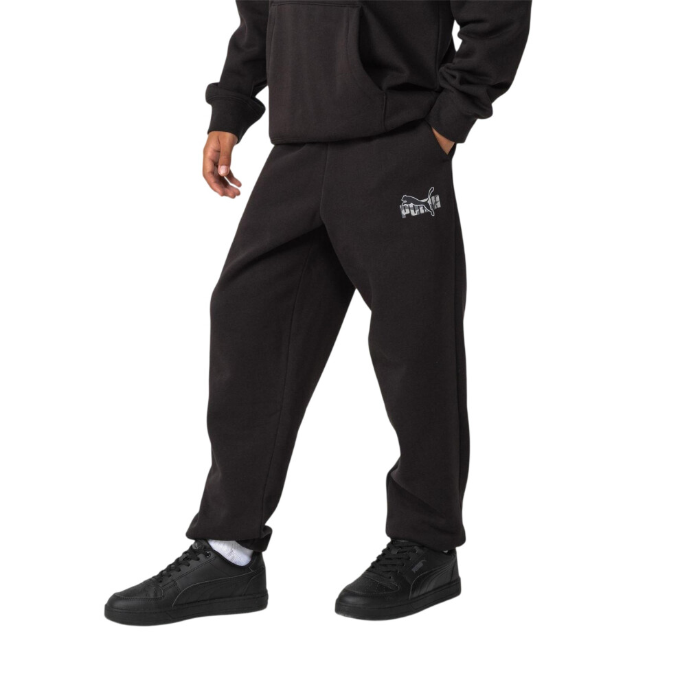 Puma (9-10 Years, Black) Childrens/Kids Fleece Logo Sweatpants