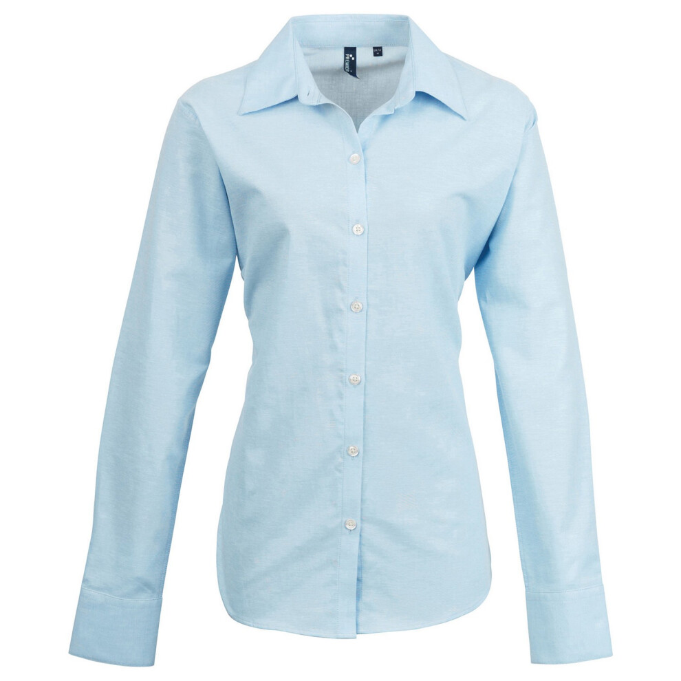 Premier (12 Uk, Light Blue) Womens/Ladies Signature Pearlised Oxford Long-Sleeved Shirt