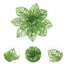 Christmas Flower Ornaments Light Green 12 Pieces