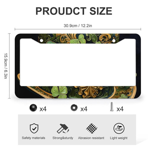 Shamrock Hat License Plate Frames Set 2 Pcs Stainless 2