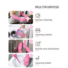 2 Pairs Dishwashing Cleaning Rubber Gloves, Reusable Waterproof Kitchen Gloves, Non-Slip, S