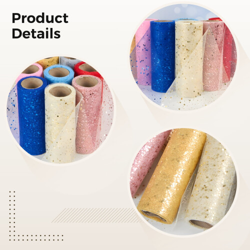 Rainbow Glitter Tulle Rolls Assorted Colors 12 PCS 2
