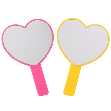 Heart-Shaped Hand Mirror ABS Orange Makeup Mirror 2 pcs
