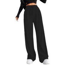 Women's High Waist Wide Leg Joggers Ribbed Elastic Waistband