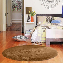 Grey Round Shaggy Rug for Living Room Bedroom 48in