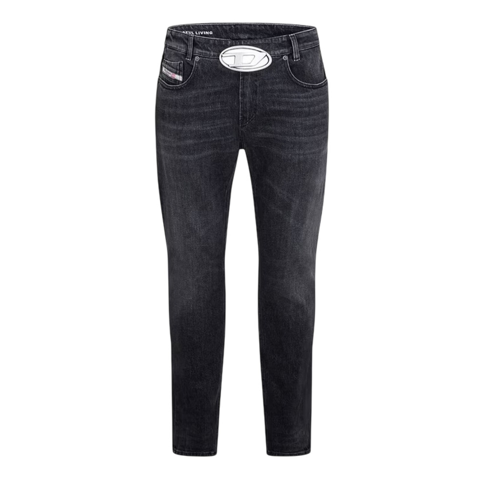 Diesel (31R, Black/Grey/Denim) Mens Striket D 5 Pockets Straight Jeans
