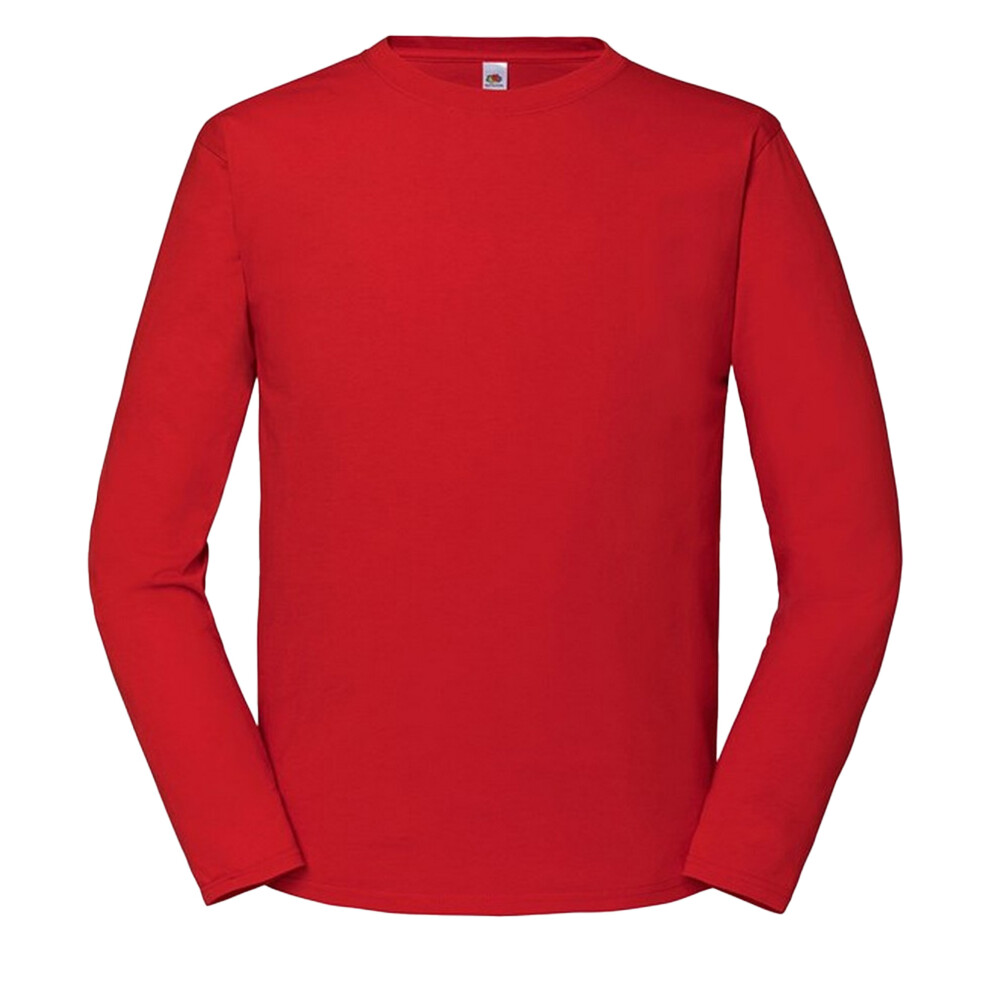 Fruit Of The Loom (Xl, Red) Mens Iconic 195 Premium Ringspun Cotton Long-Sleeved T-Shirt