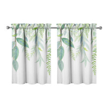 Vintage Green Leaves Kitchen Curtains 28x36 Inch 2 Panels