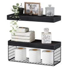 Bathroom Shelves over Toilet - Wall Mounted Floating Shelves Toilet Paper Storage Small Farmhouse Decor Shelf 16 Inch